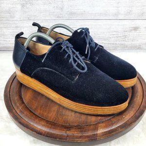 Black Velvet ChAnthropologie HOSS INTROPIA Chunky Platform Oxfords